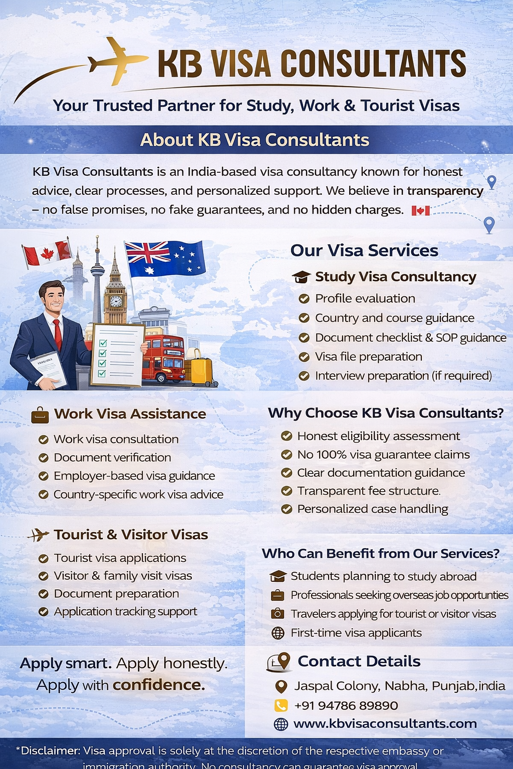 Trusted visa consultants in Nabha is KB VISA CONSULTANTS